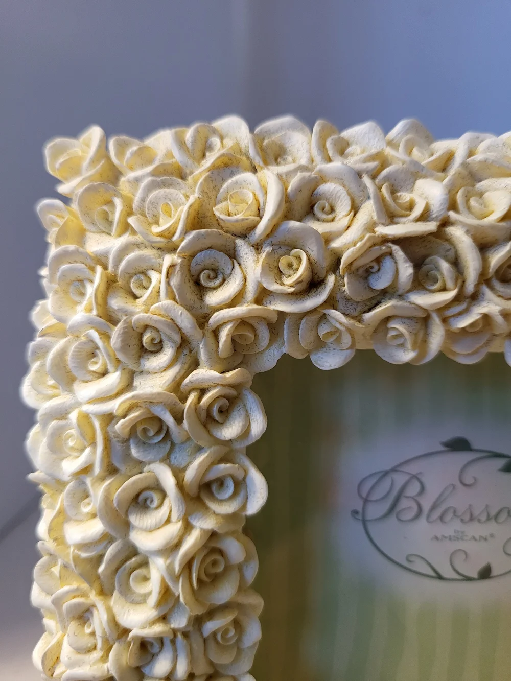 Vintage 1990s Blossoms By Amscan Ivory Rose Decorative Photo Frames - Set of 2